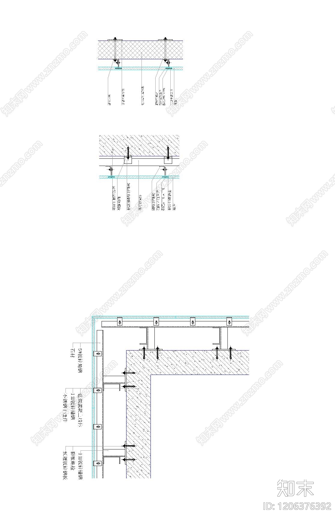 墙面节点cad施工图下载【ID:1206376392】