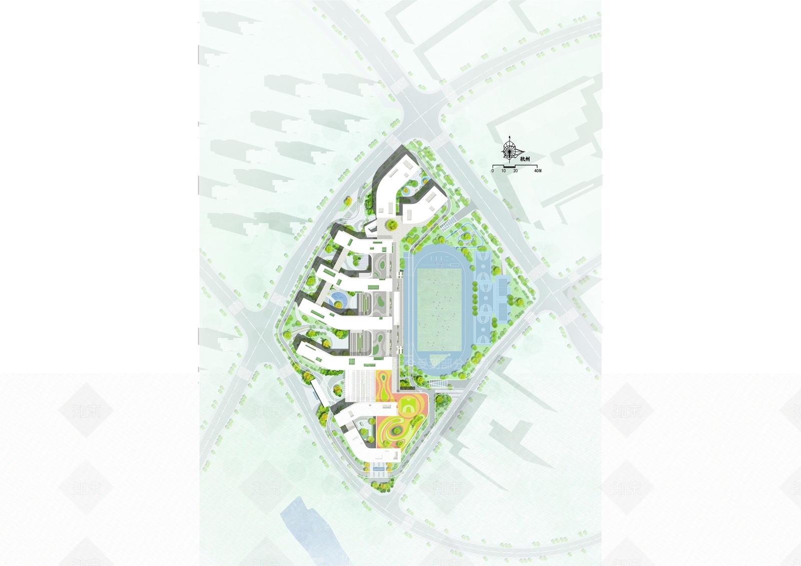 现代新中式学校建筑SU模型下载【ID:1206417430】