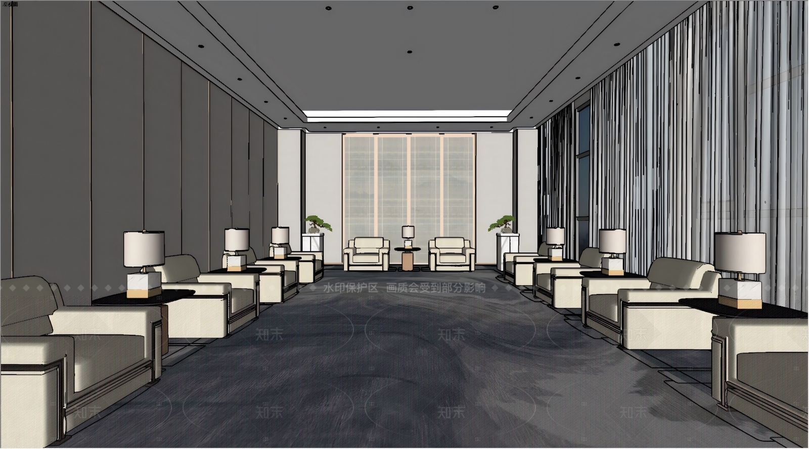 新中式简约接待室SU模型下载【ID:1206377732】