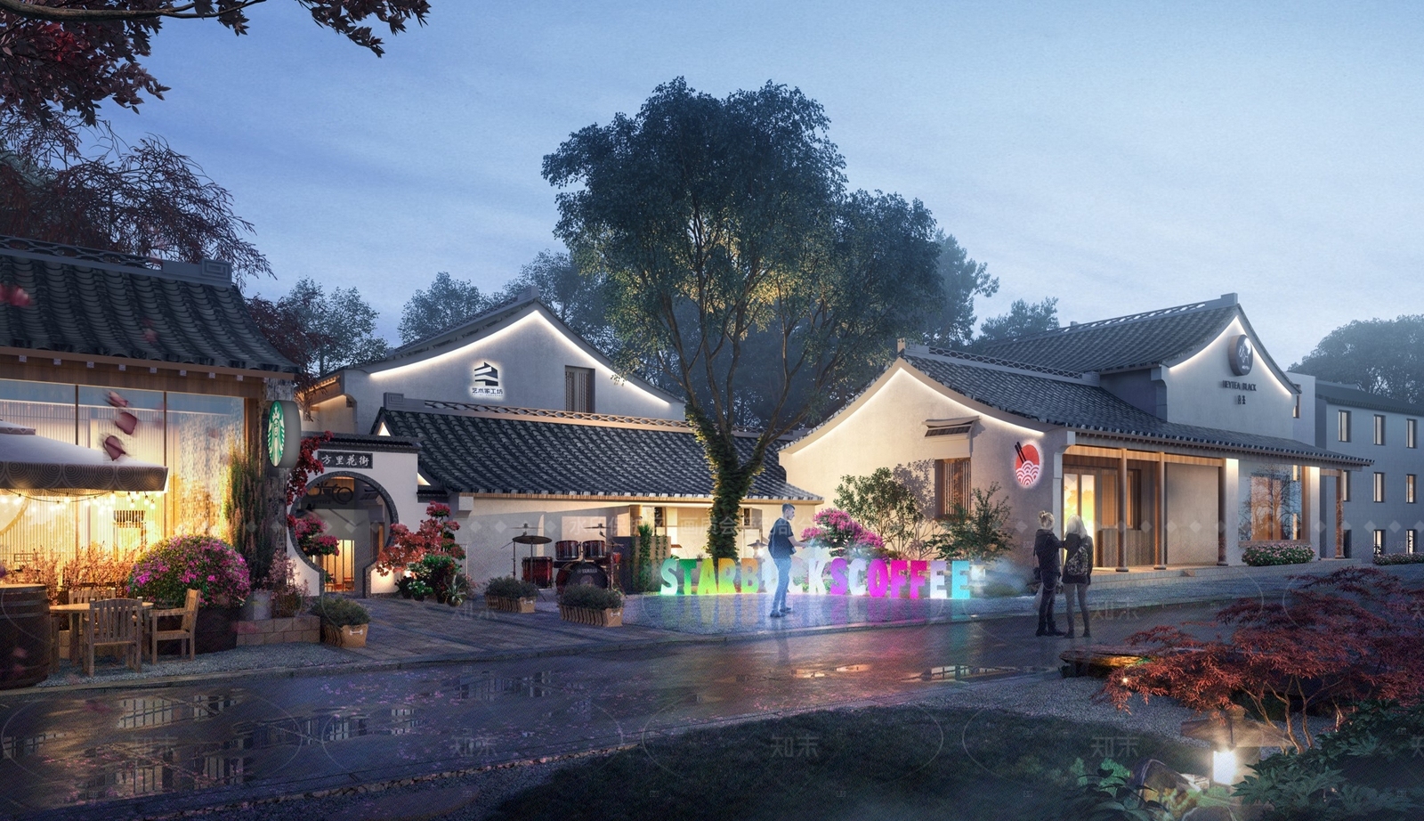 新中式中式商业街SU模型下载【ID:1206377868】