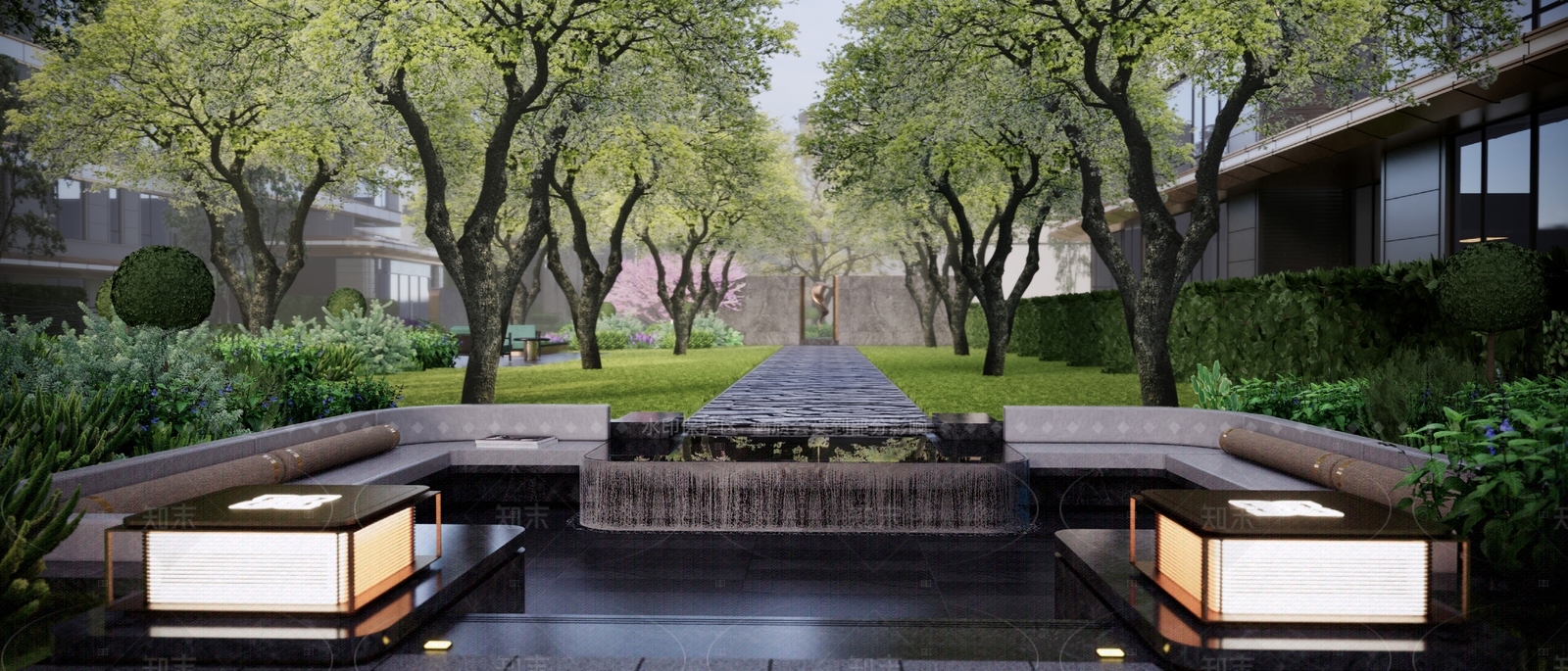 现代小区景观SU模型下载【ID:1206380817】