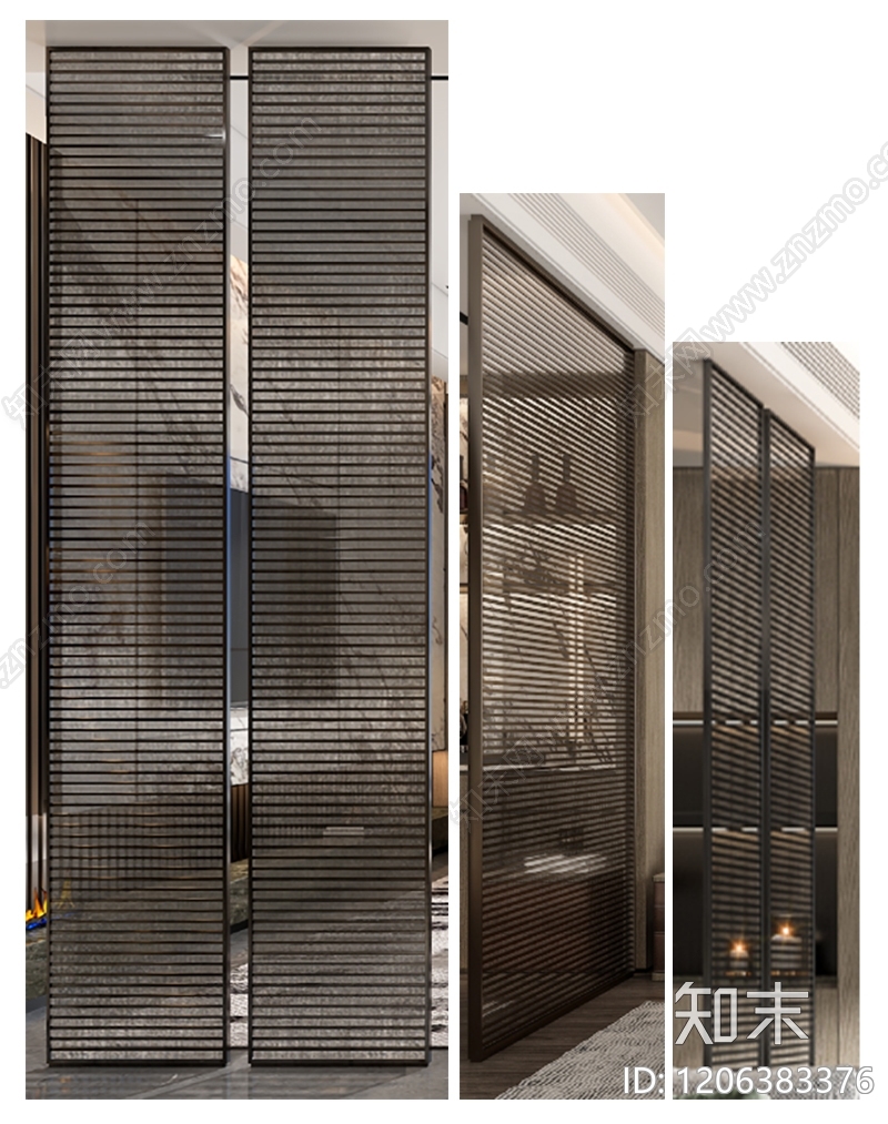 现代屏风隔断cad施工图下载【ID:1206383376】