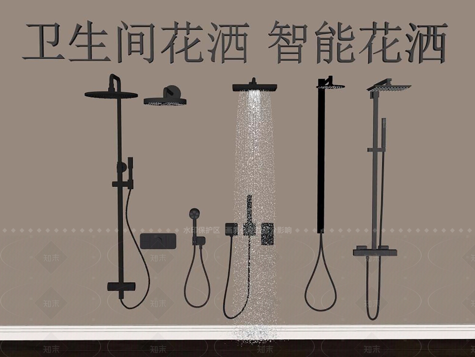 淋浴花洒SU模型下载【ID:1206387276】