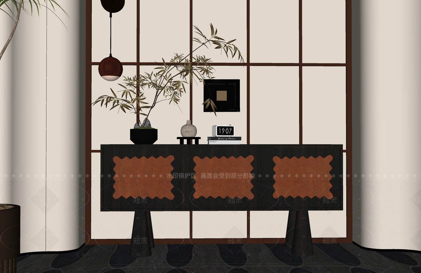 现代复古玄关SU模型下载【ID:1206390458】