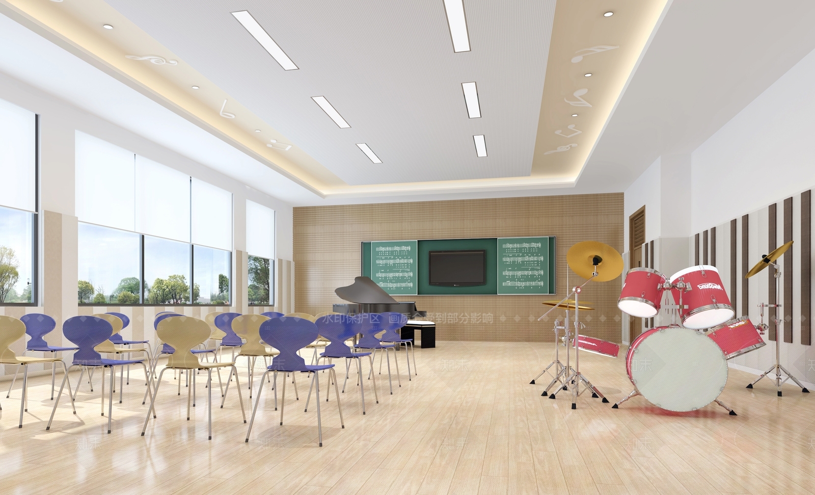 现代教室3D模型下载【ID:1206391994】