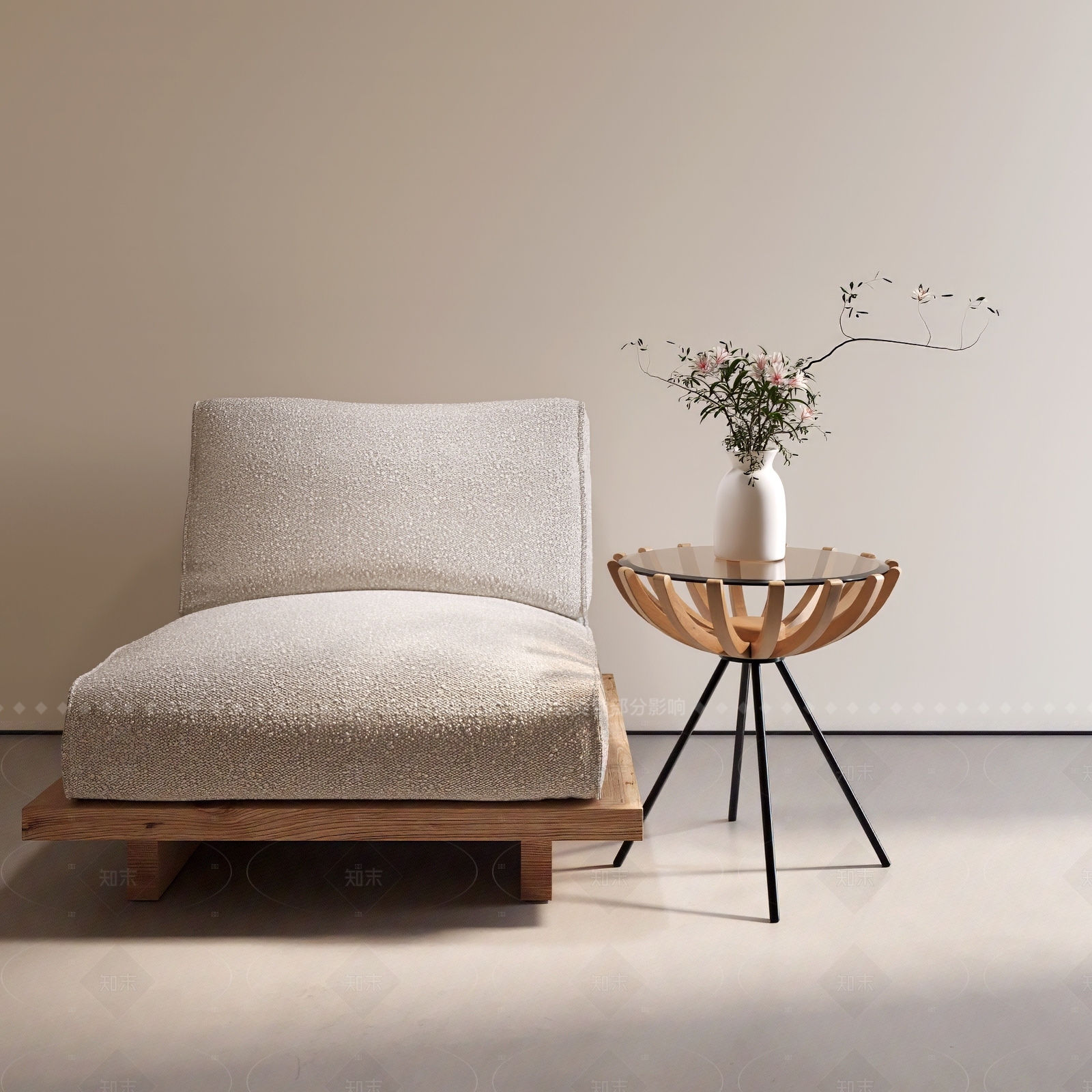 现代侘寂边几SU模型下载【ID:1206392422】