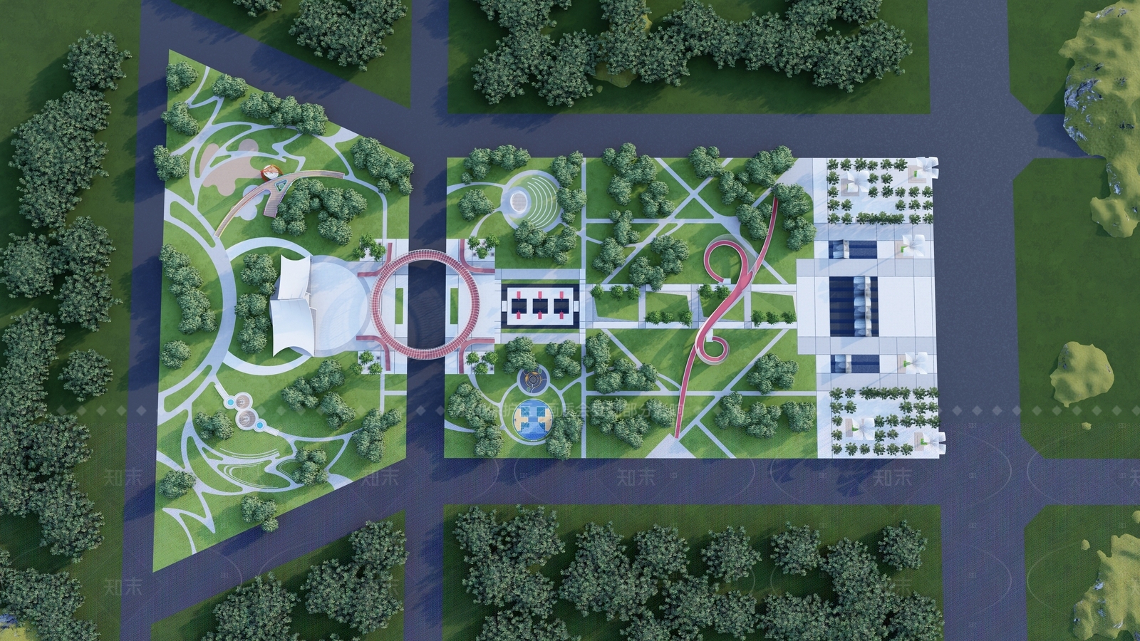 现代景观公园SU模型下载【ID:1206394409】