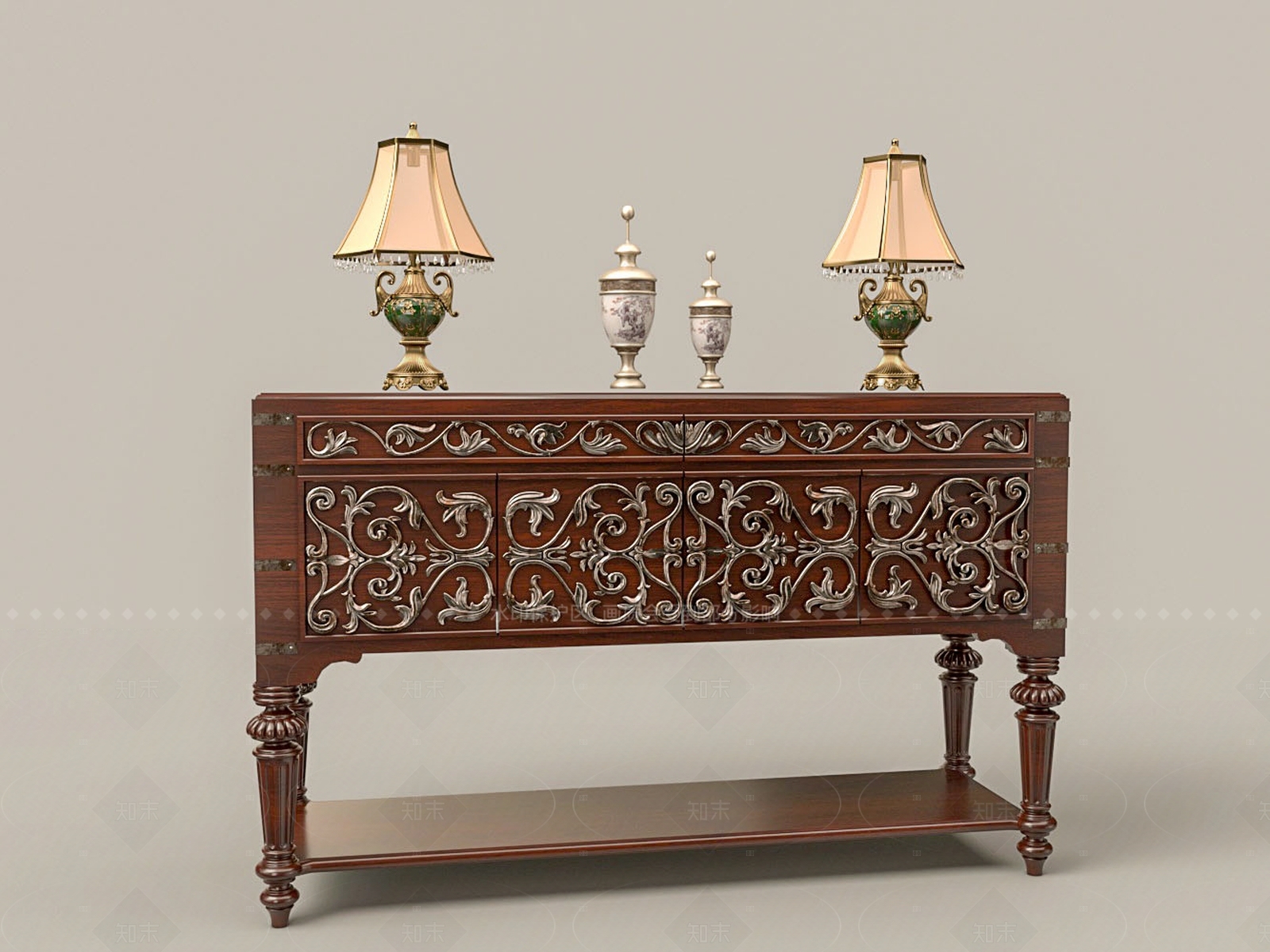 欧式玄关柜3D模型下载【ID:1206397054】