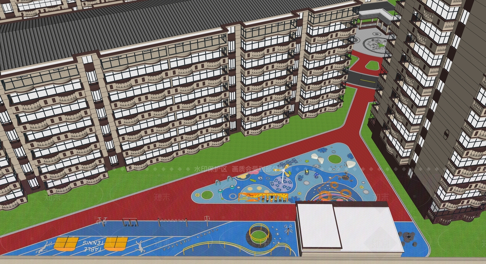 现代小区景观SU模型下载【ID:1206398948】