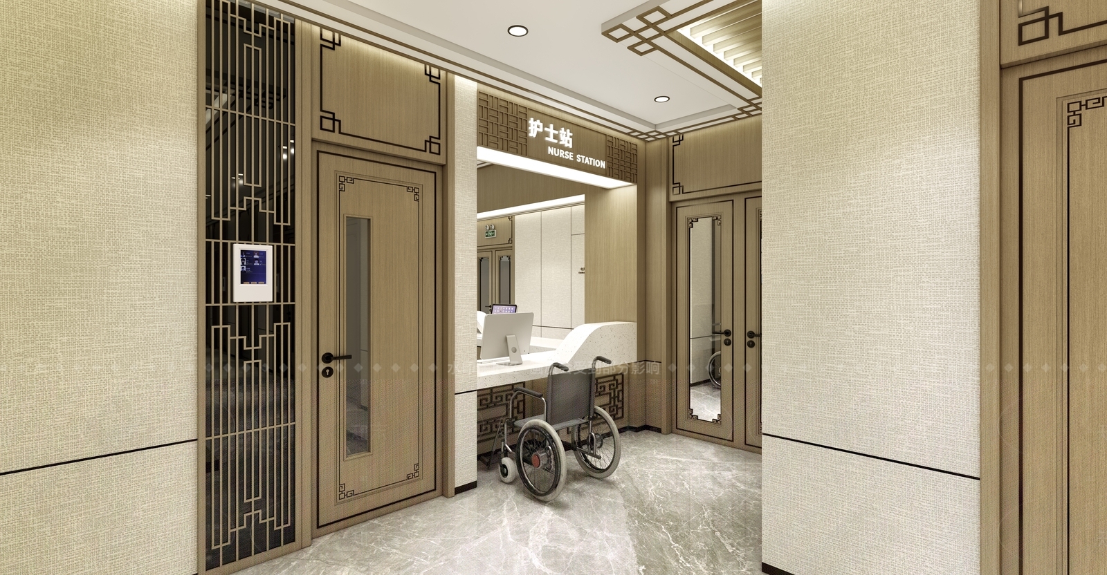 新中式医院SU模型下载【ID:1206399764】