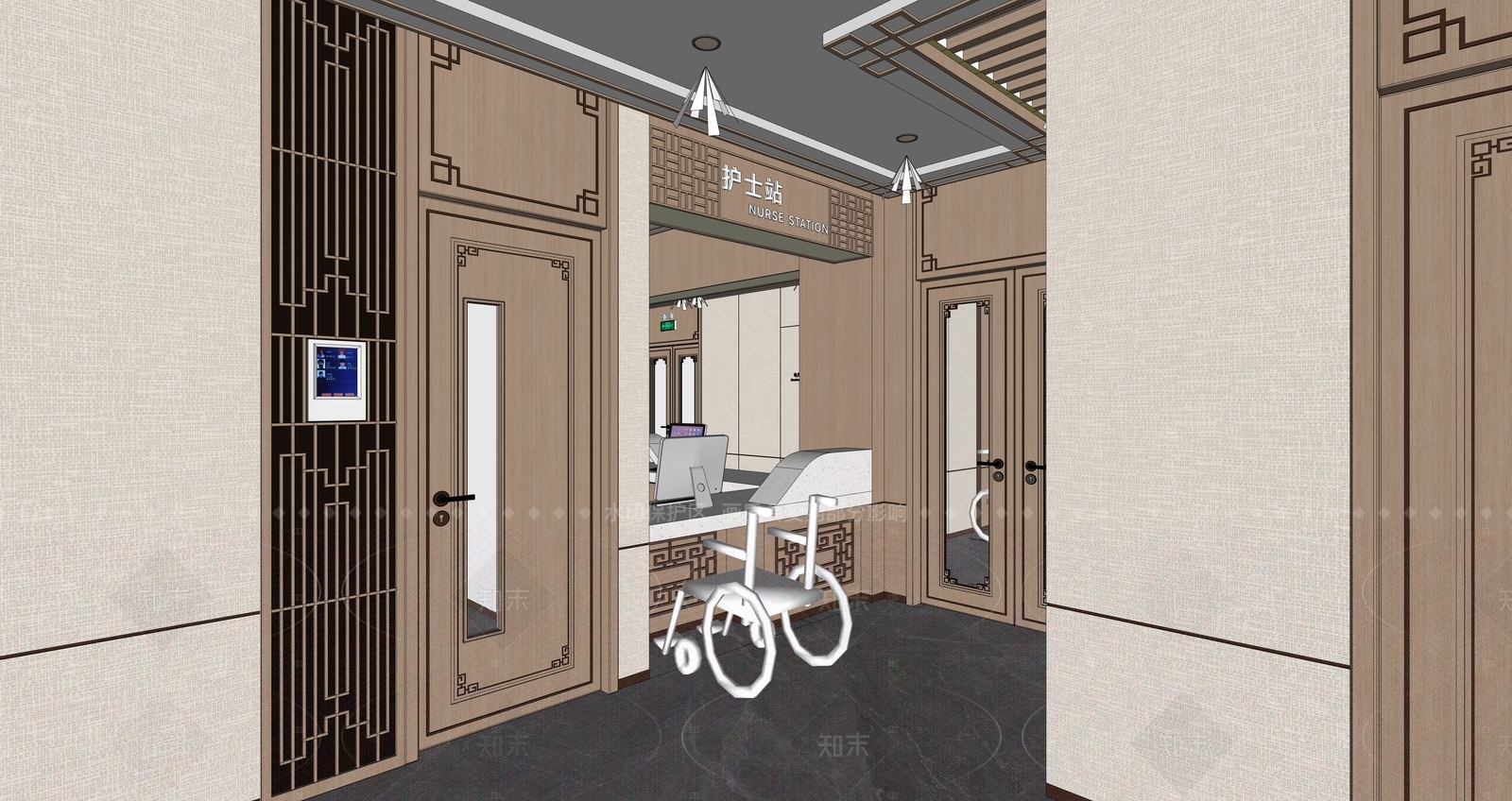 新中式医院SU模型下载【ID:1206399764】