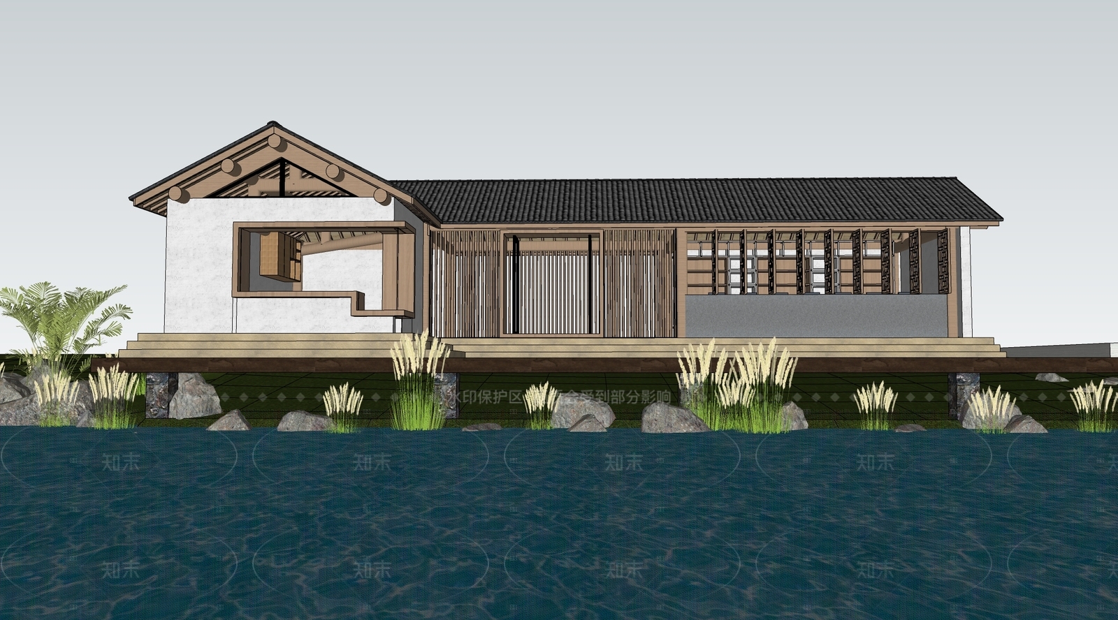 现代民宿建筑SU模型下载【ID:1206406097】