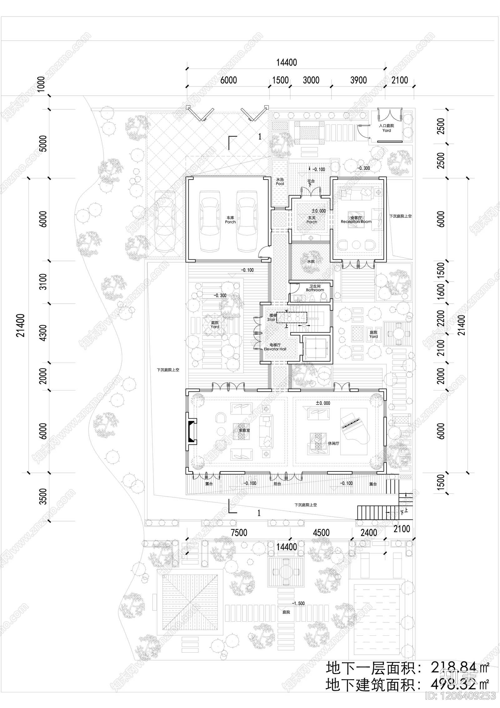 现代新中式别墅建筑施工图下载【ID:1206409253】