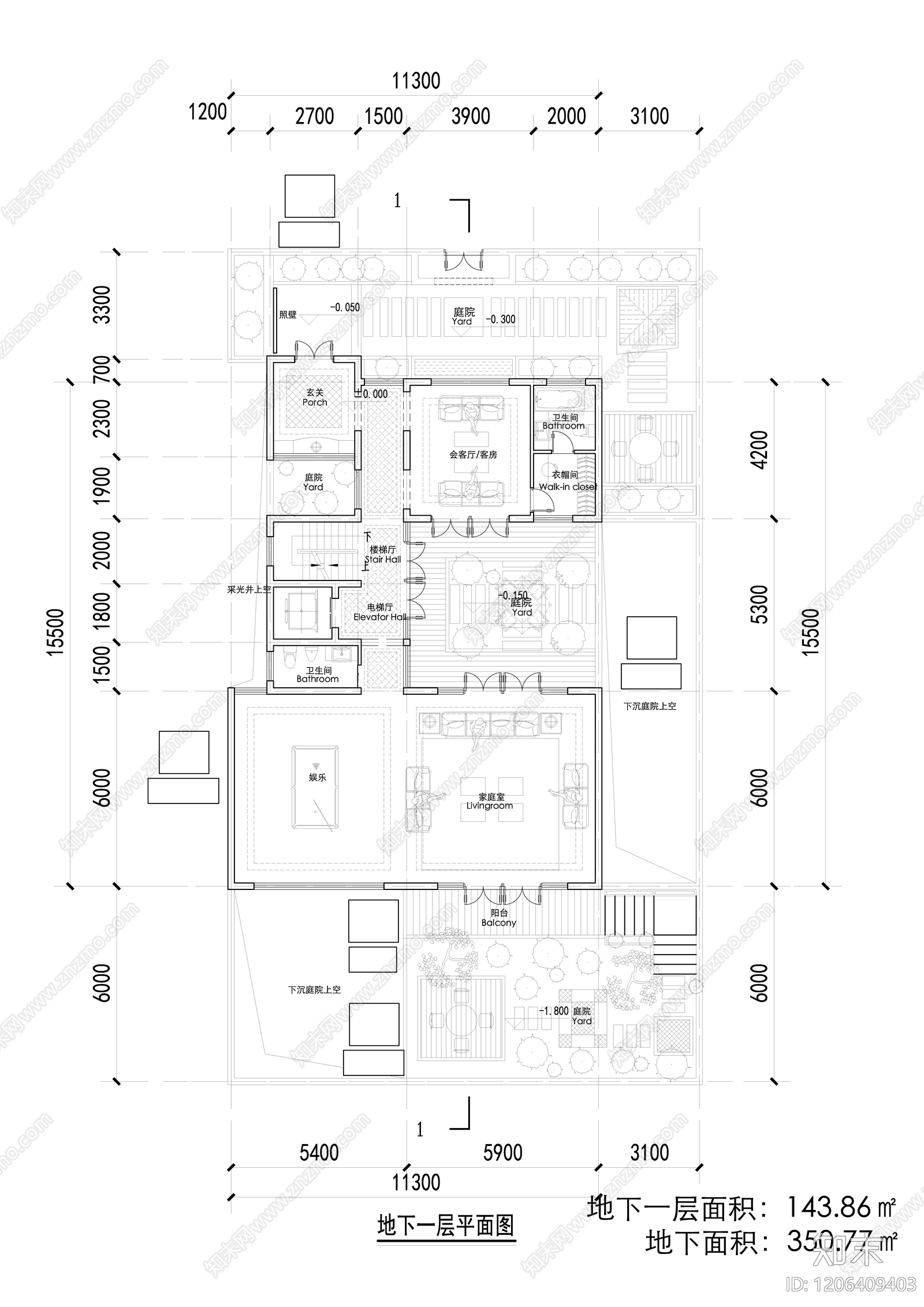 现代新中式别墅建筑施工图下载【ID:1206409403】
