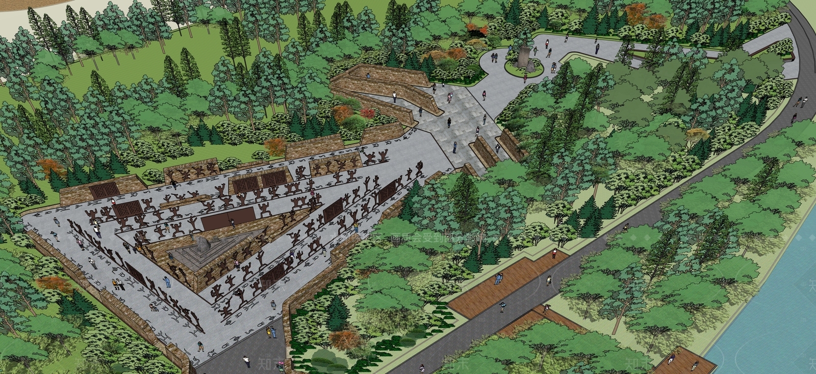 复古广场景观SU模型下载【ID:1206410510】