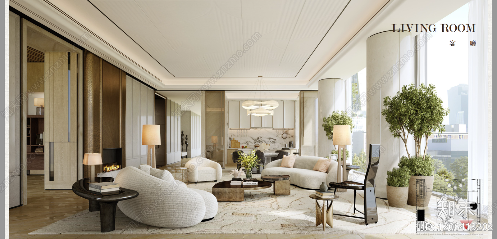 新中式平层住宅软装下载【ID:1206413202】