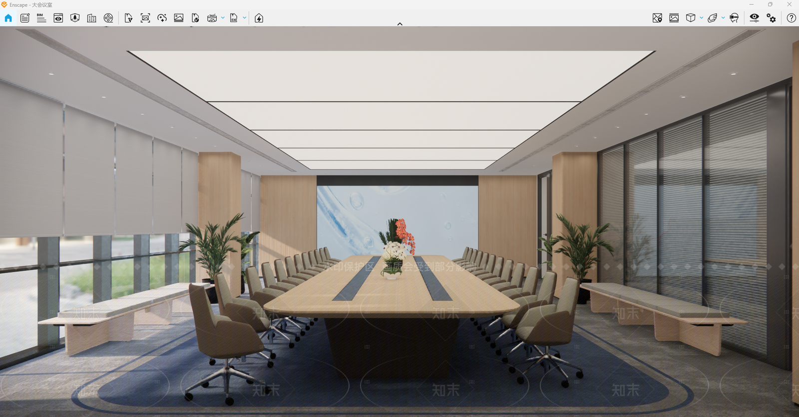 现代极简会议室SU模型下载【ID:1206413418】