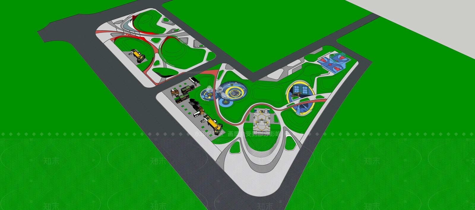 现代景观公园SU模型下载【ID:1206413608】