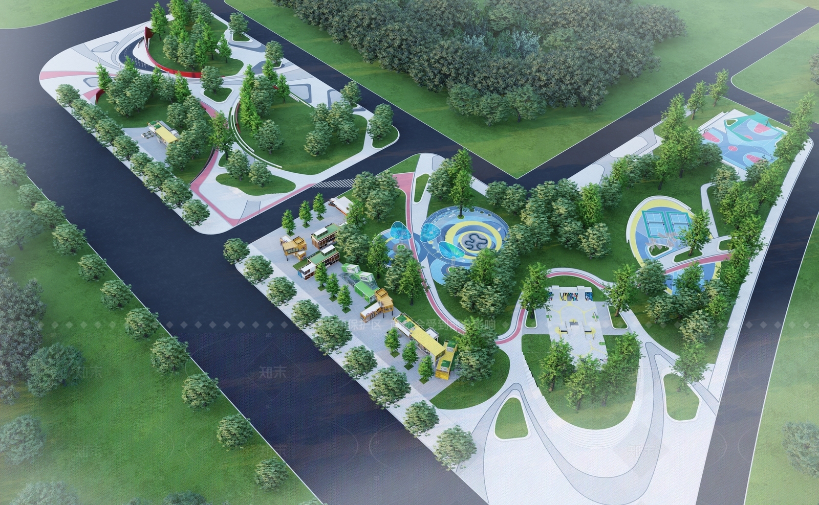 现代景观公园SU模型下载【ID:1206413608】