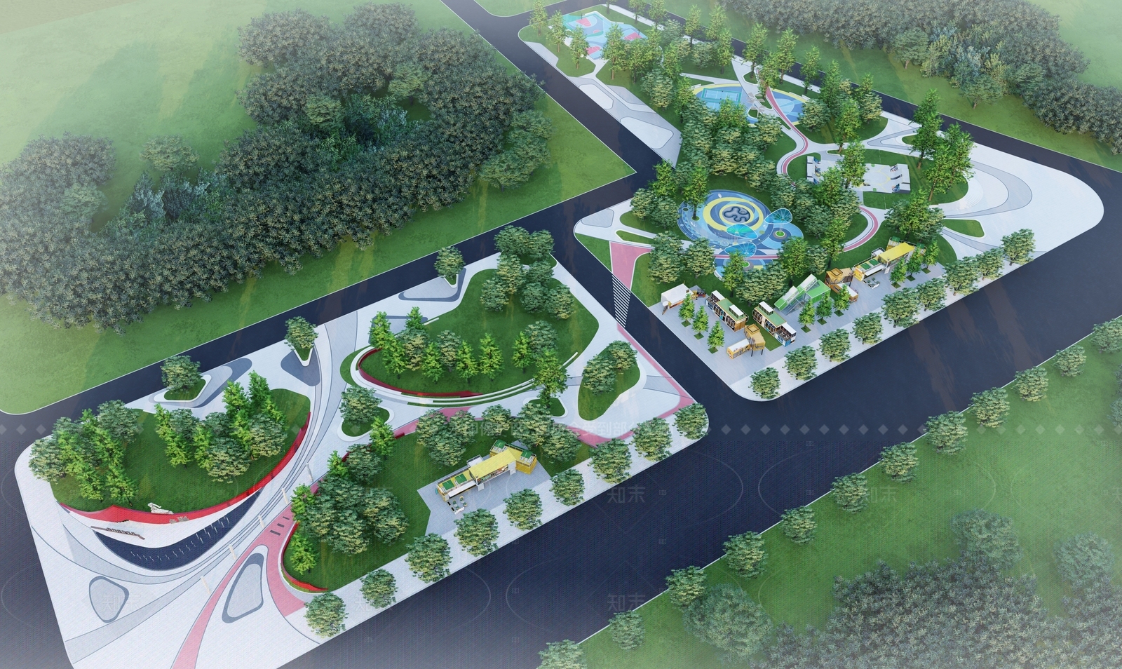 现代景观公园SU模型下载【ID:1206413608】