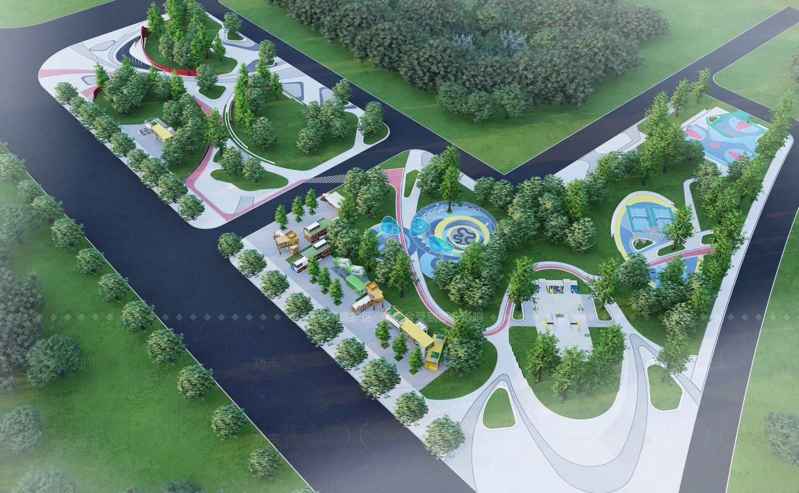 现代景观公园SU模型下载【ID:1206413608】