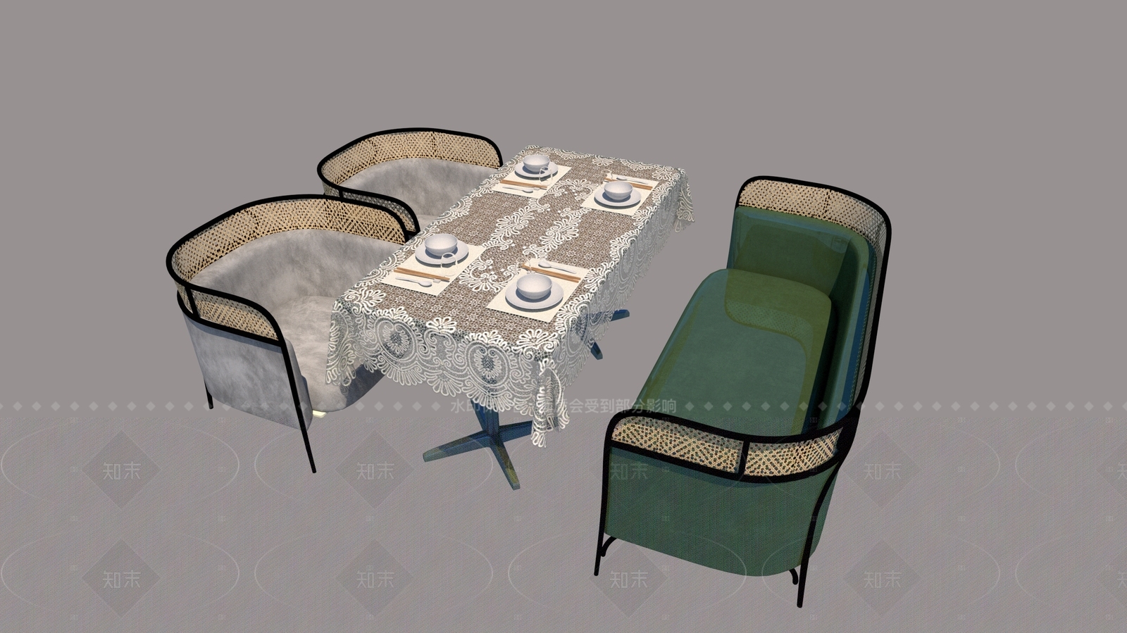 现代餐桌椅SU模型下载【ID:1206414020】