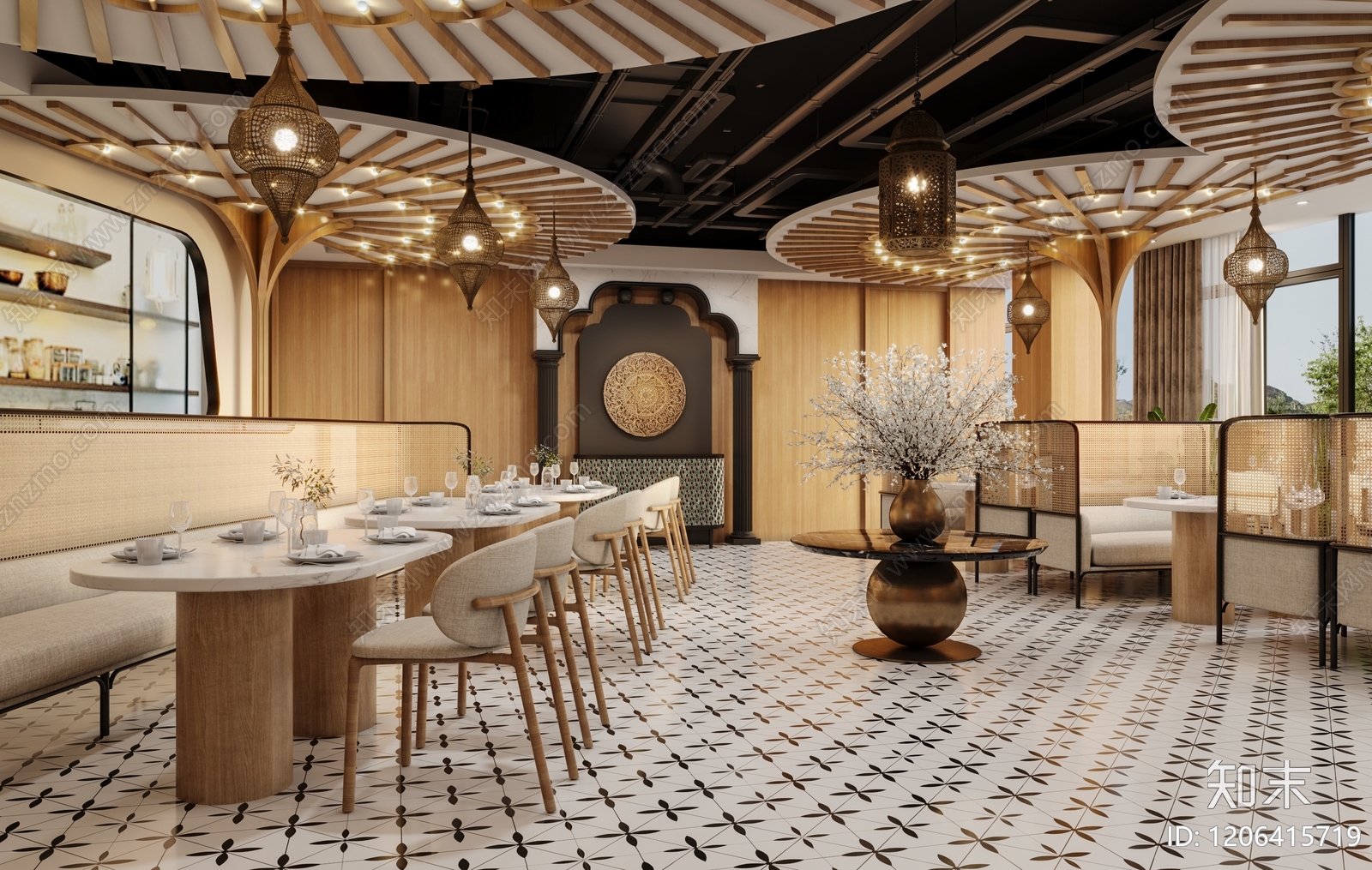 现代西餐厅施工图下载【ID:1206415719】