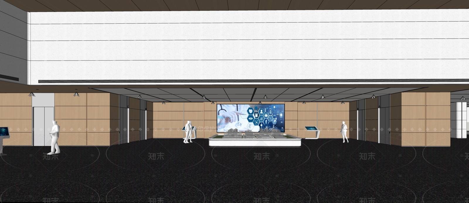 现代办公大堂SU模型下载【ID:1206416471】