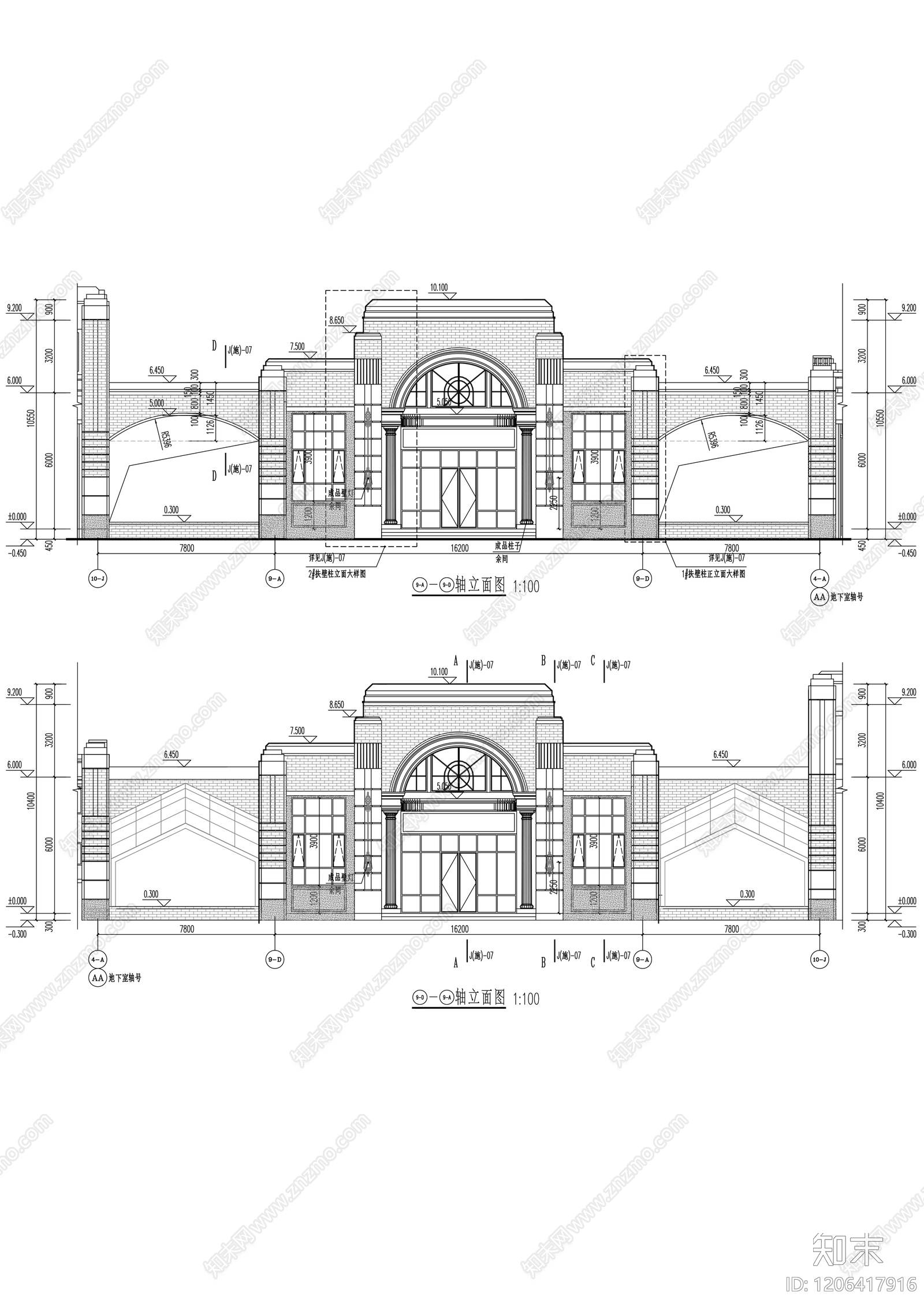 现代简欧门卫室建筑cad施工图下载【ID:1206417916】