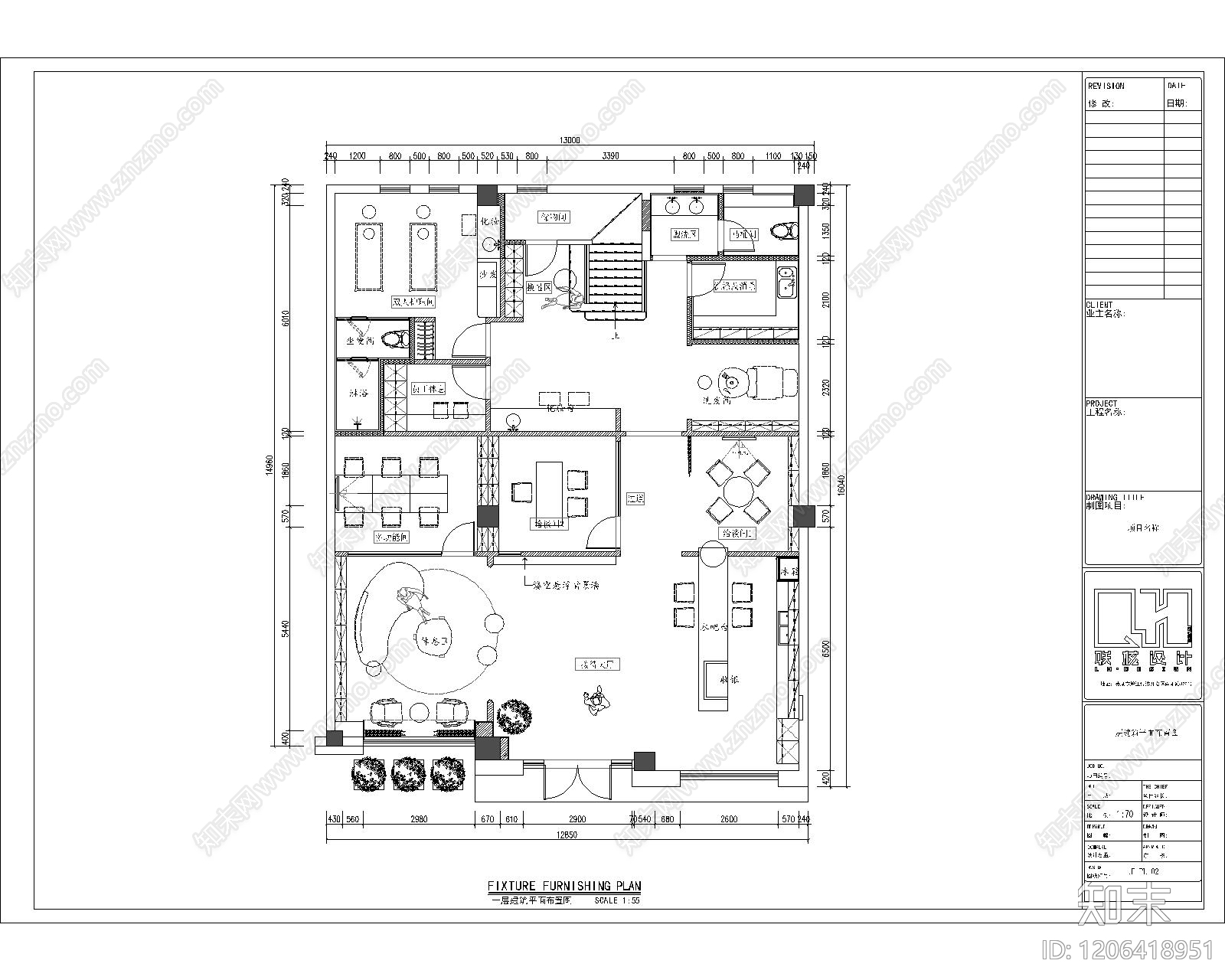 现代美容院cad施工图下载【ID:1206418951】