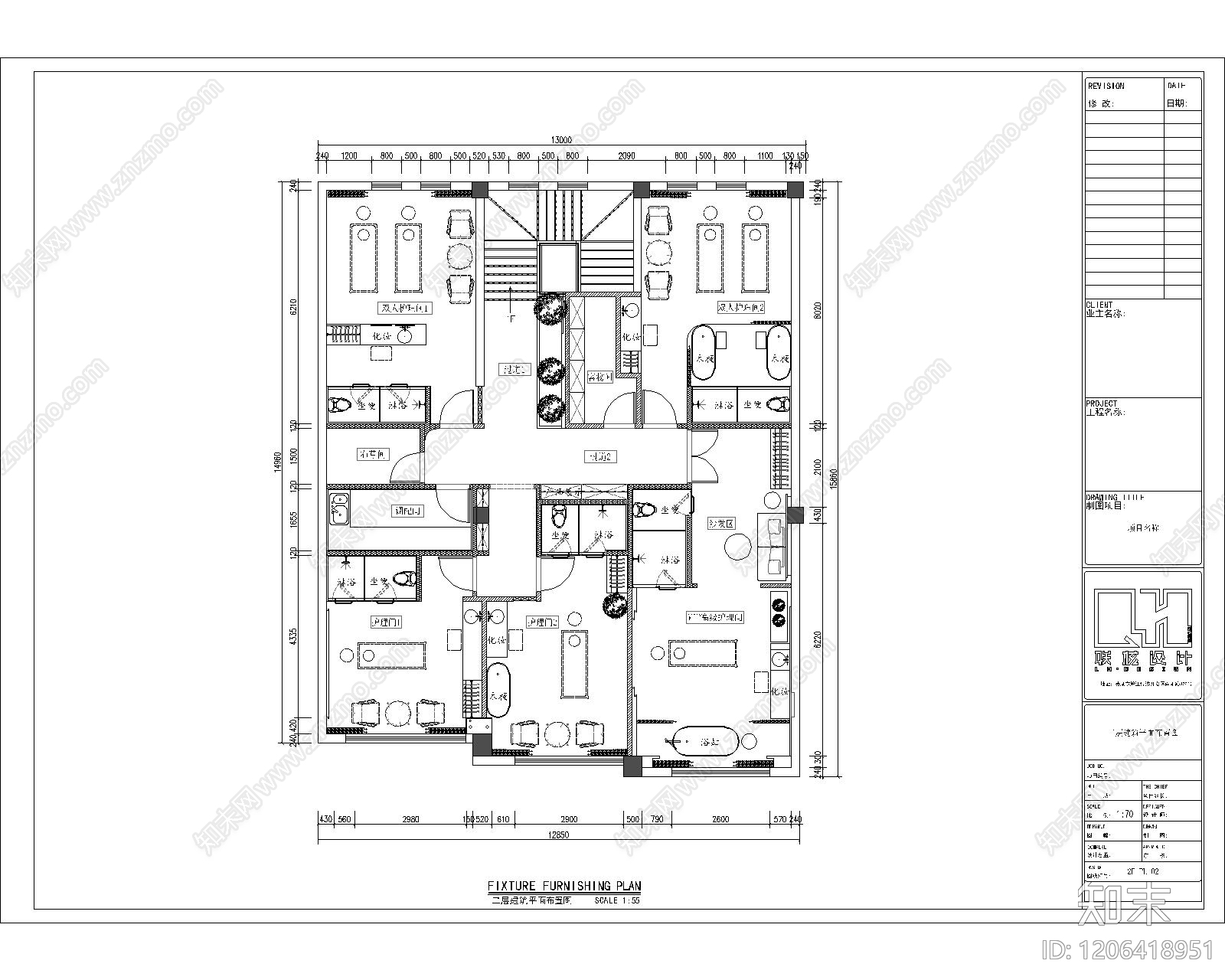 现代美容院cad施工图下载【ID:1206418951】