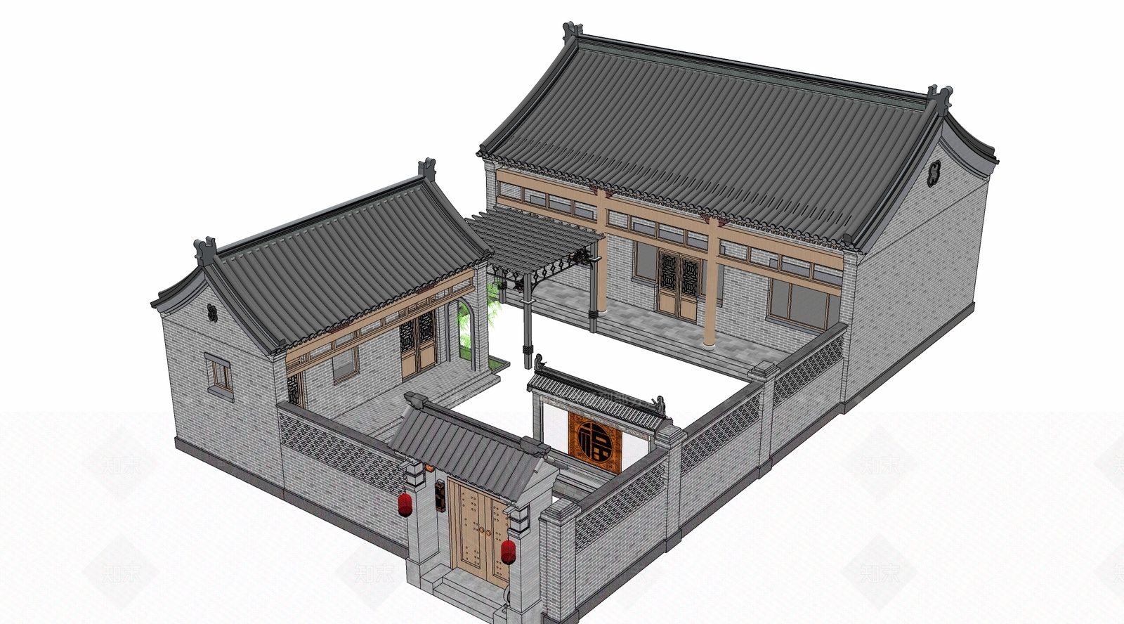 中式其他景观小建筑SU模型下载【ID:1206422876】