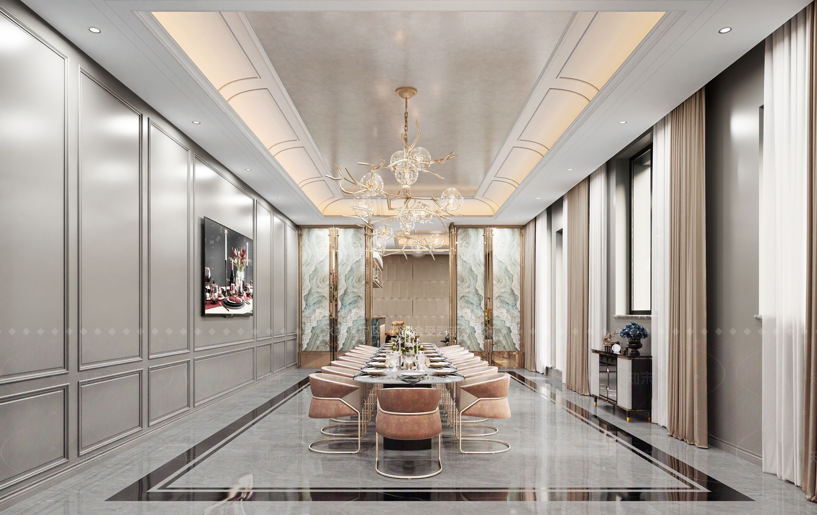 欧式法式西餐厅3D模型下载【ID:1206423414】