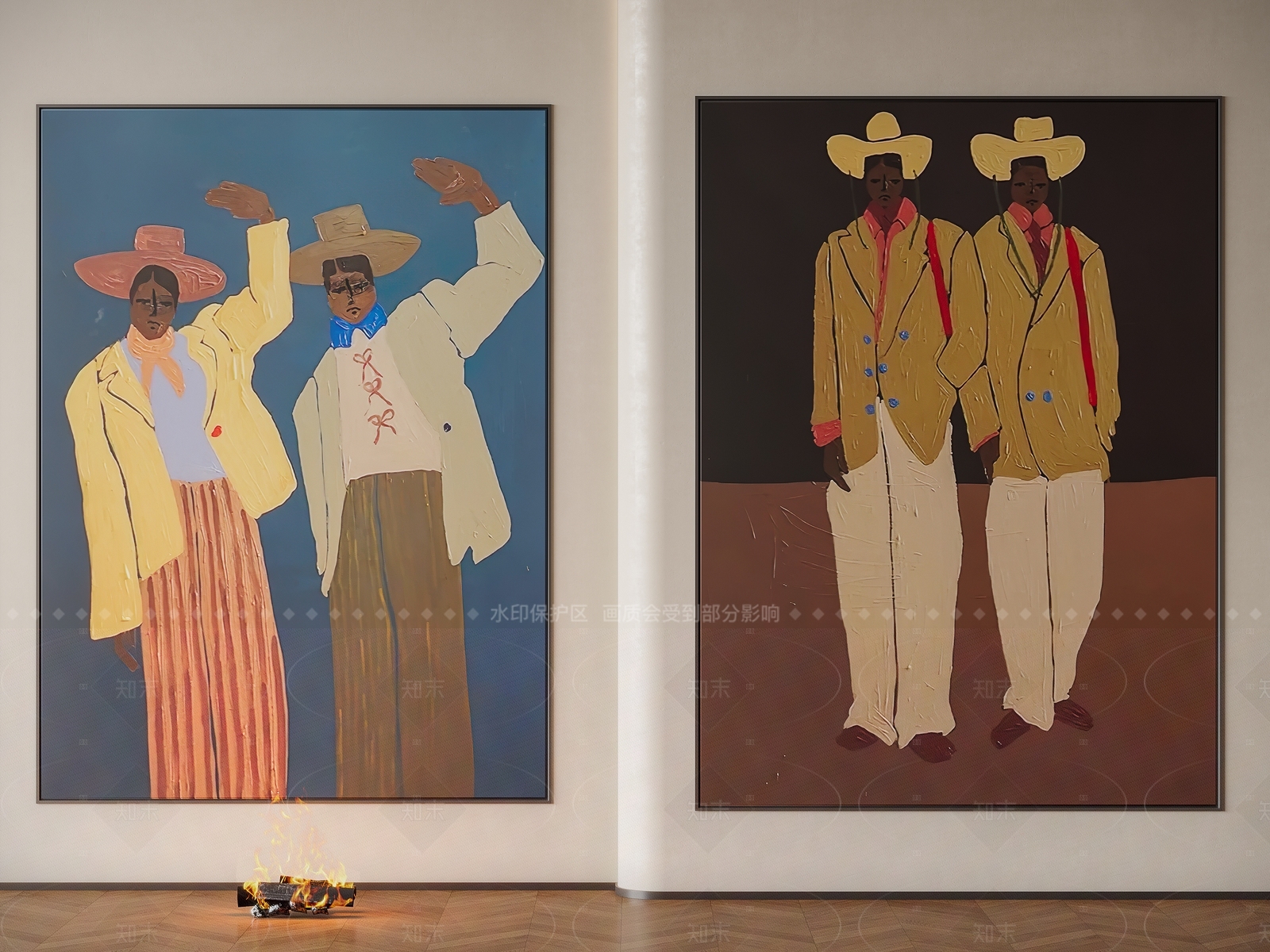 现代中古挂画3D模型下载【ID:1206425190】
