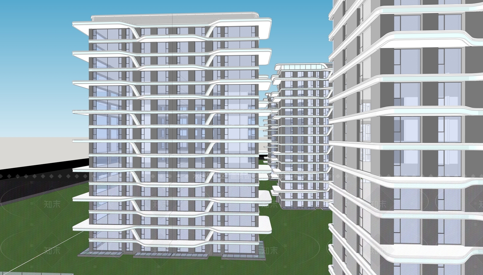 现代高层住宅SU模型下载【ID:1206426053】