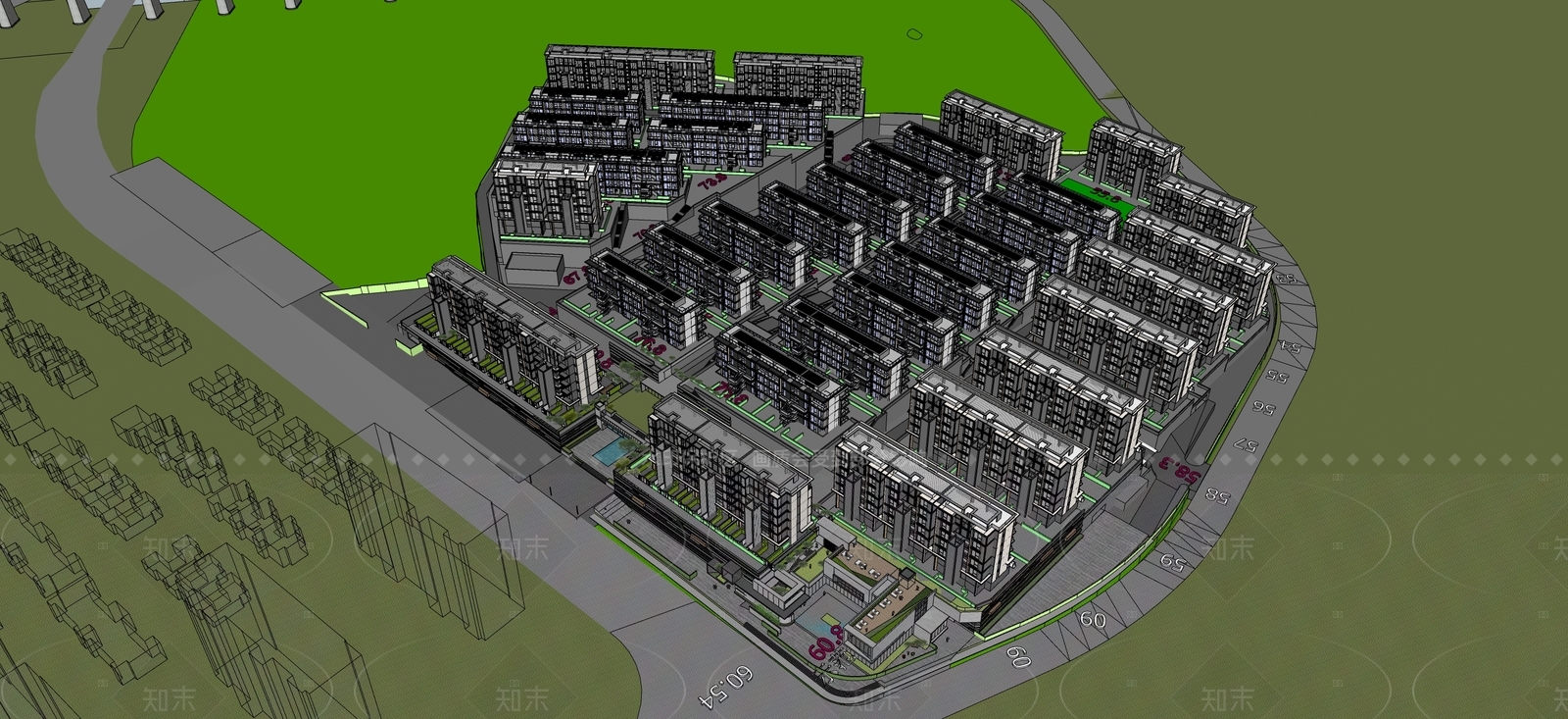 现代多层住宅SU模型下载【ID:1206433244】