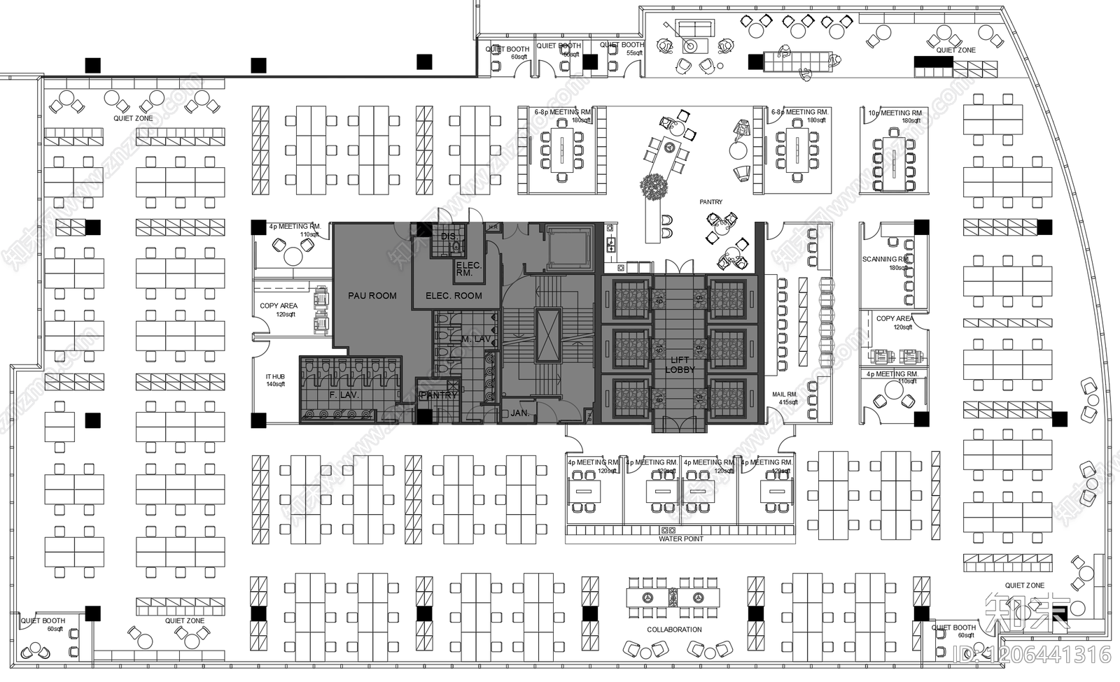 现代整体办公空间施工图下载【ID:1206441316】