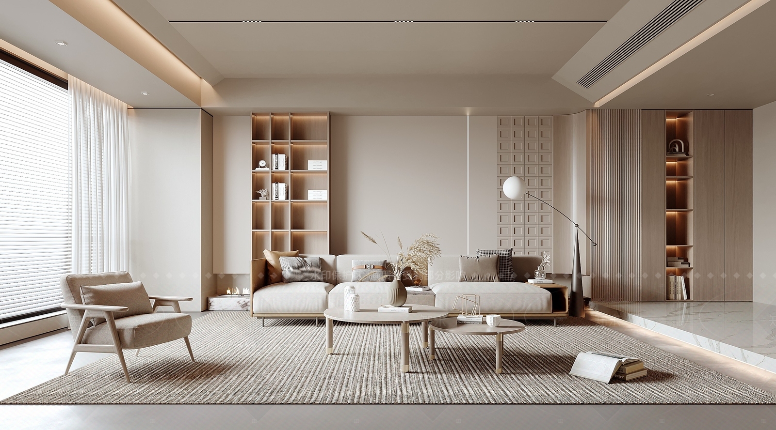 现代原木小户型客厅SU模型下载【ID:1206443008】