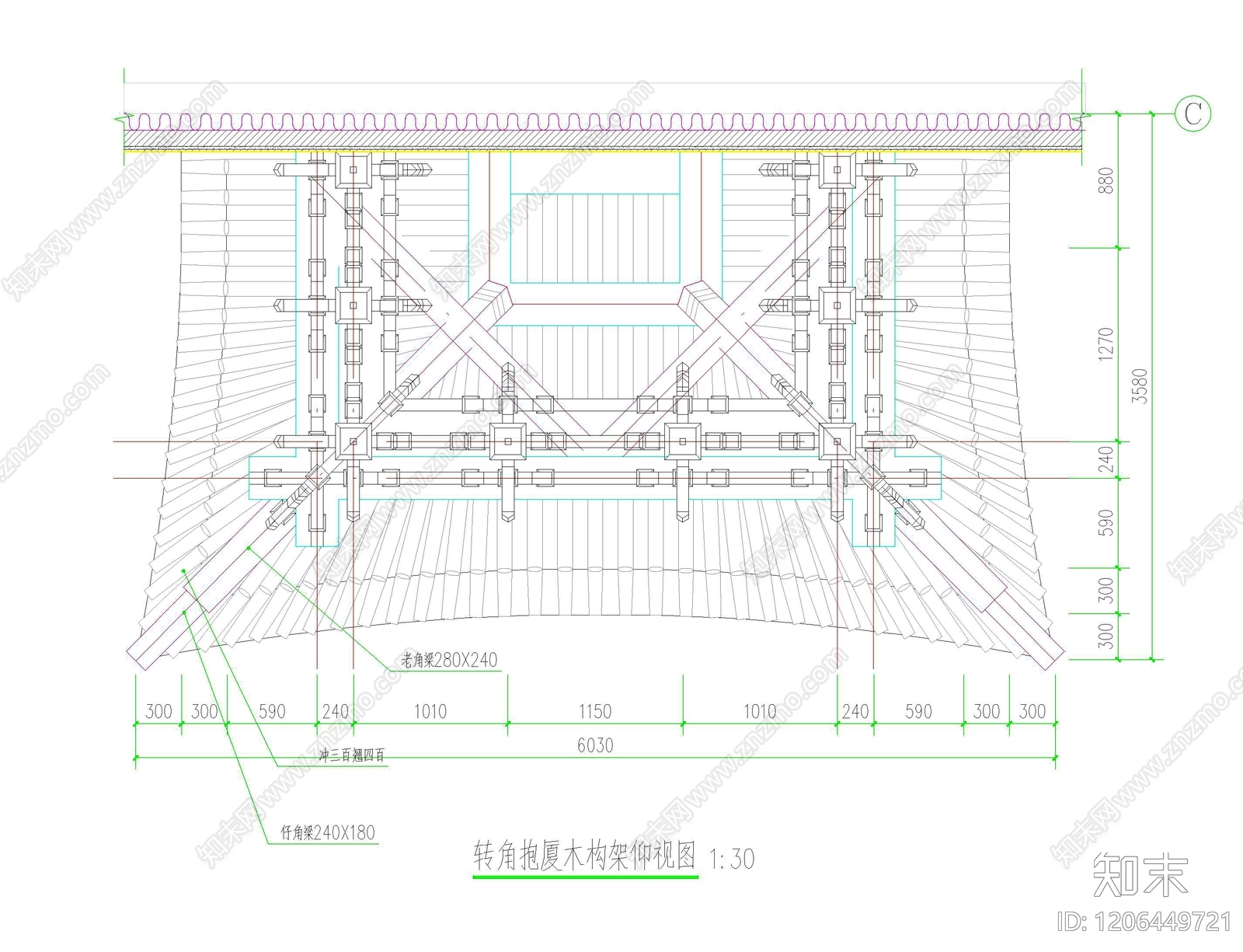 仿古建筑cad施工图下载【ID:1206449721】