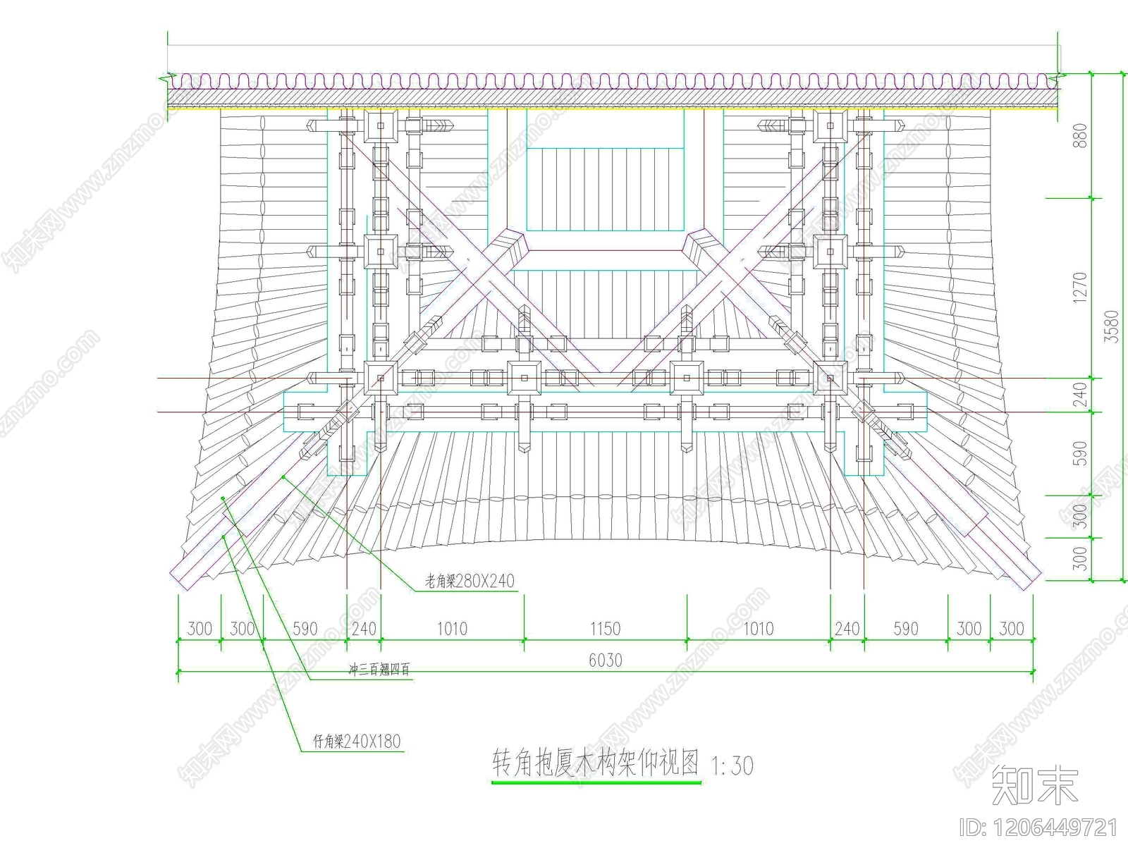 仿古建筑cad施工图下载【ID:1206449721】