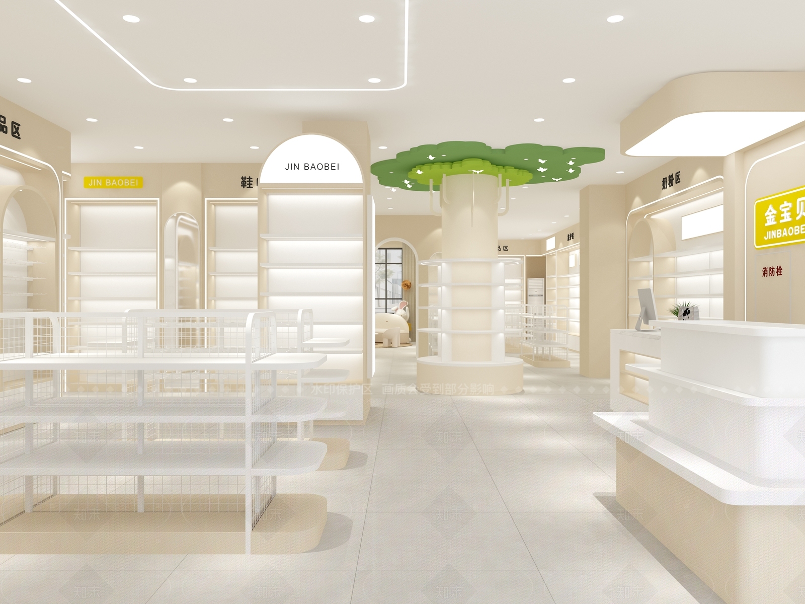 奶油简约母婴店3D模型下载【ID:1206452076】