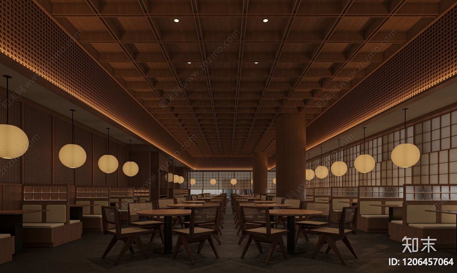 现代新中式中餐厅施工图下载【ID:1206457064】