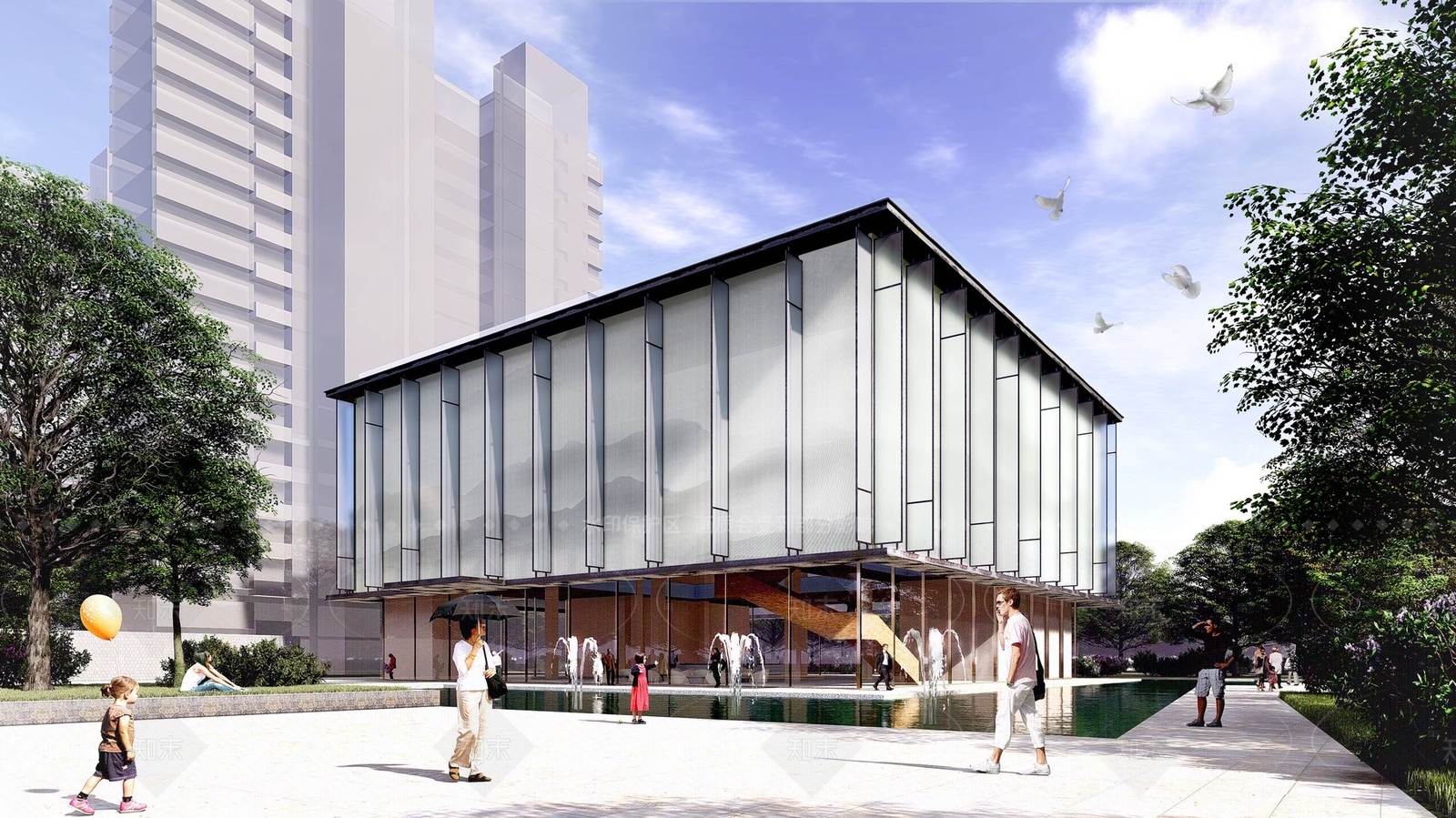 现代售楼处建筑SU模型下载【ID:1206466532】