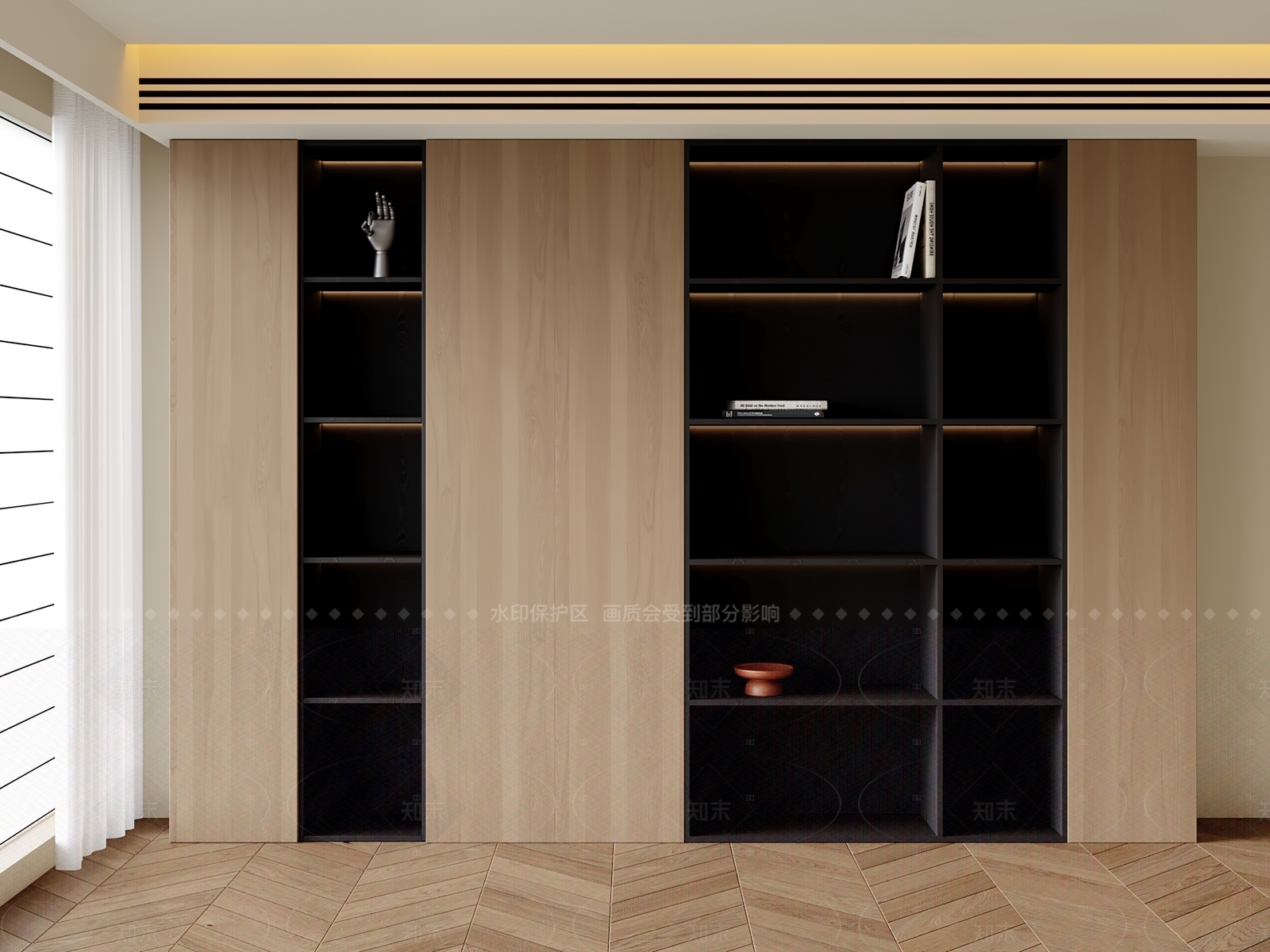 现代简约书柜3D模型下载【ID:1206467081】