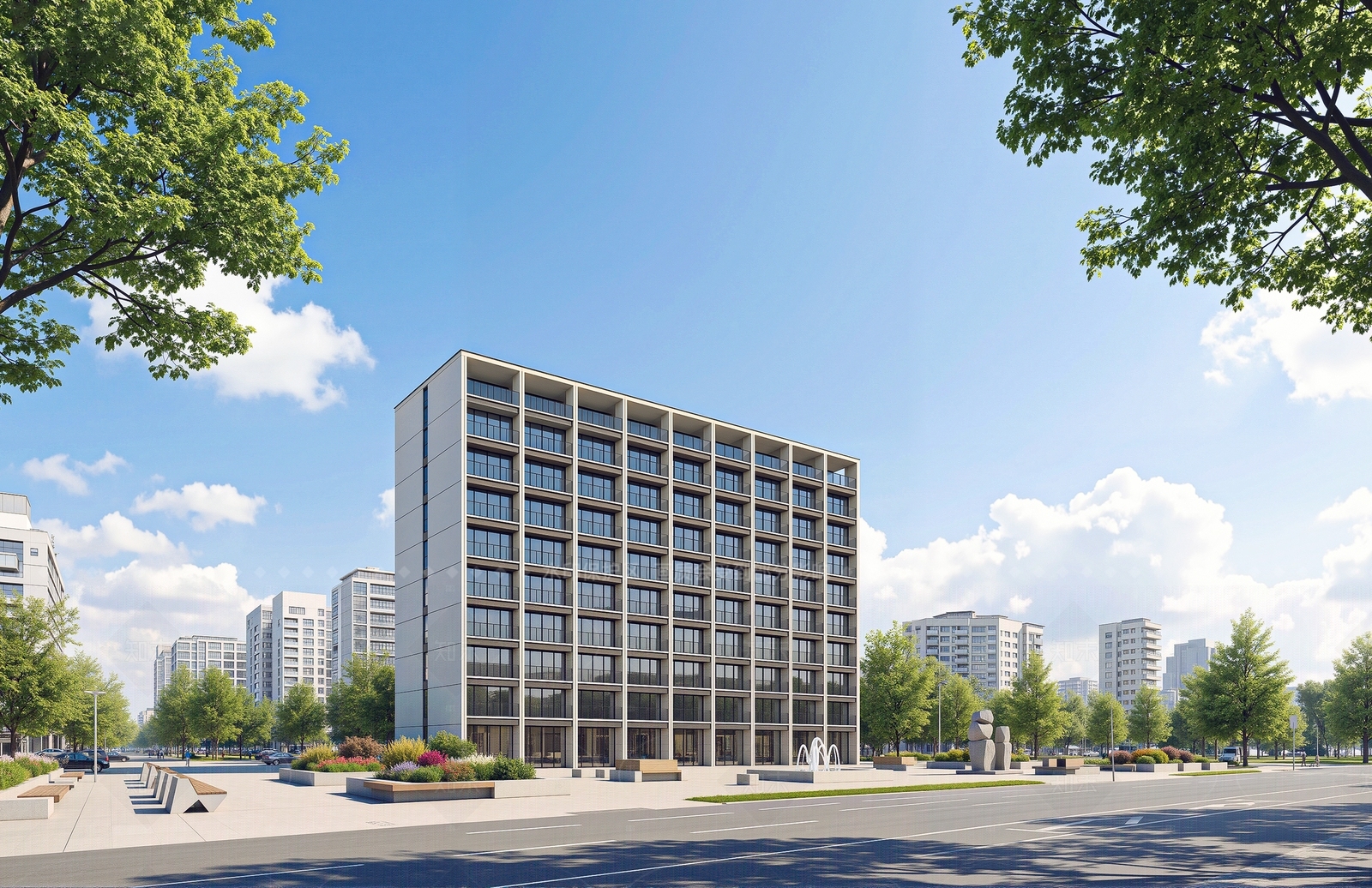 现代极简酒店建筑SU模型下载【ID:1206467569】