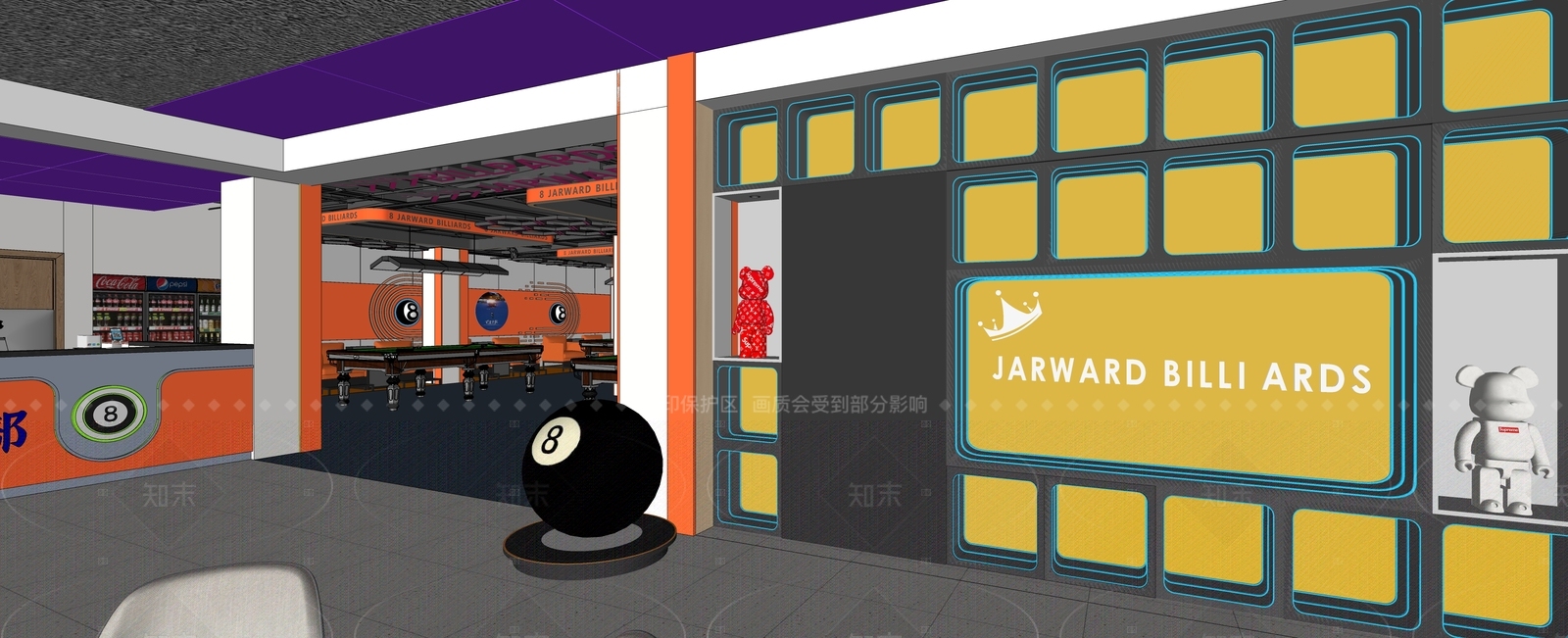 现代轻奢台球室SU模型下载【ID:1206479864】
