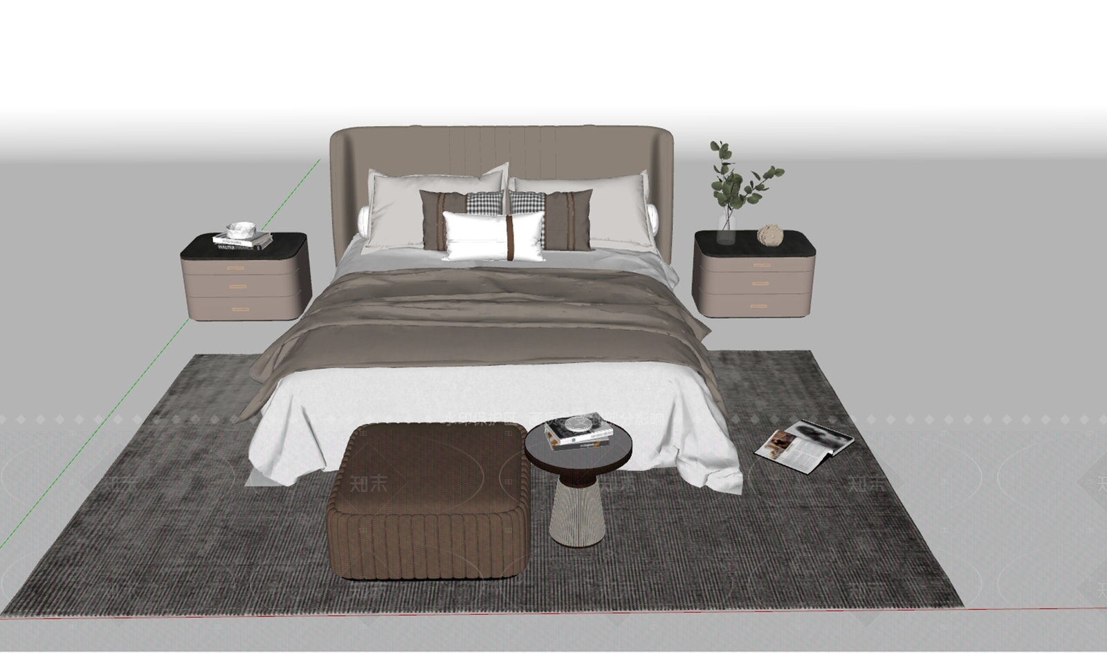 现代床品SU模型下载【ID:1206480440】