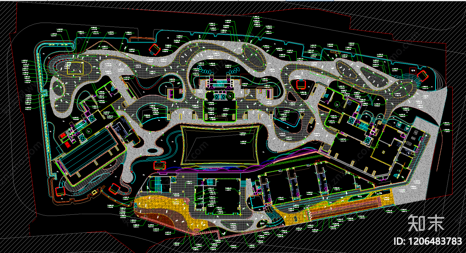 法式轻奢屋顶花园施工图下载【ID:1206483783】