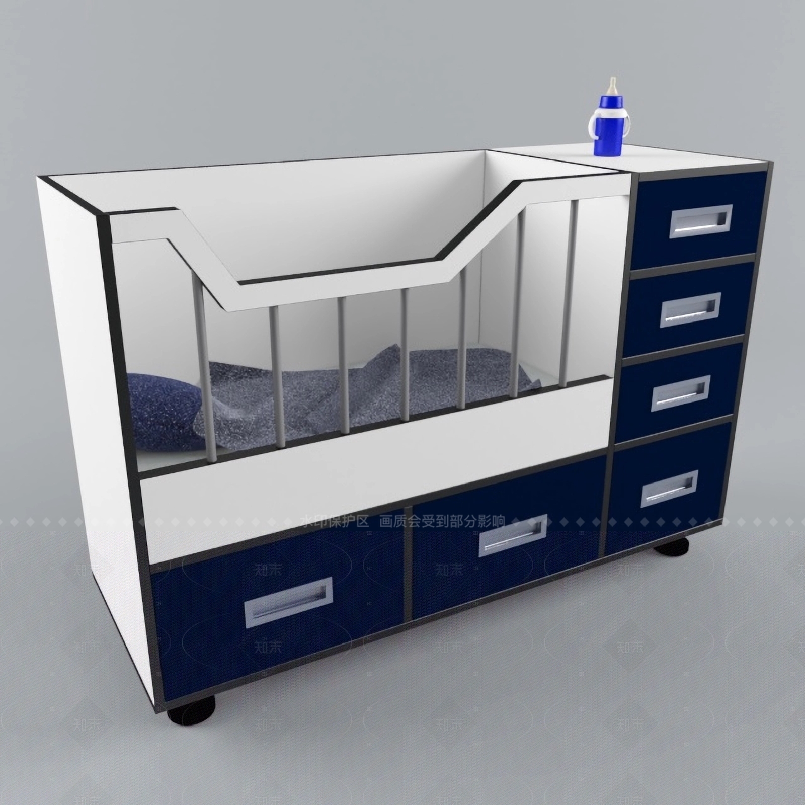 现代北欧婴儿床3D模型下载【ID:1206484071】