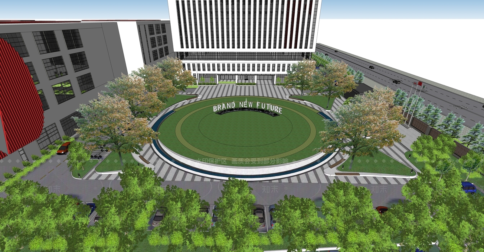 现代办公园区景观SU模型下载【ID:1206484381】